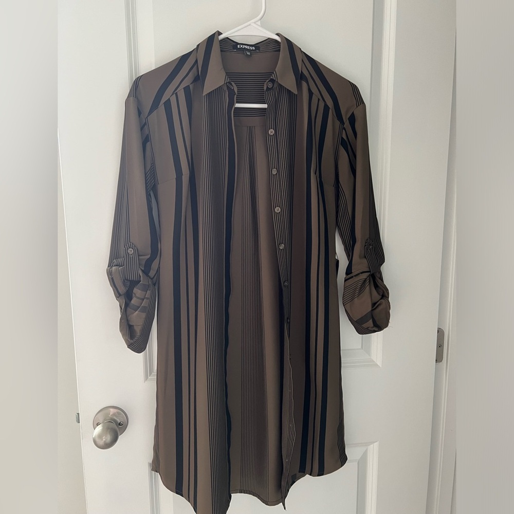 Express button down dress with roll up sleeves